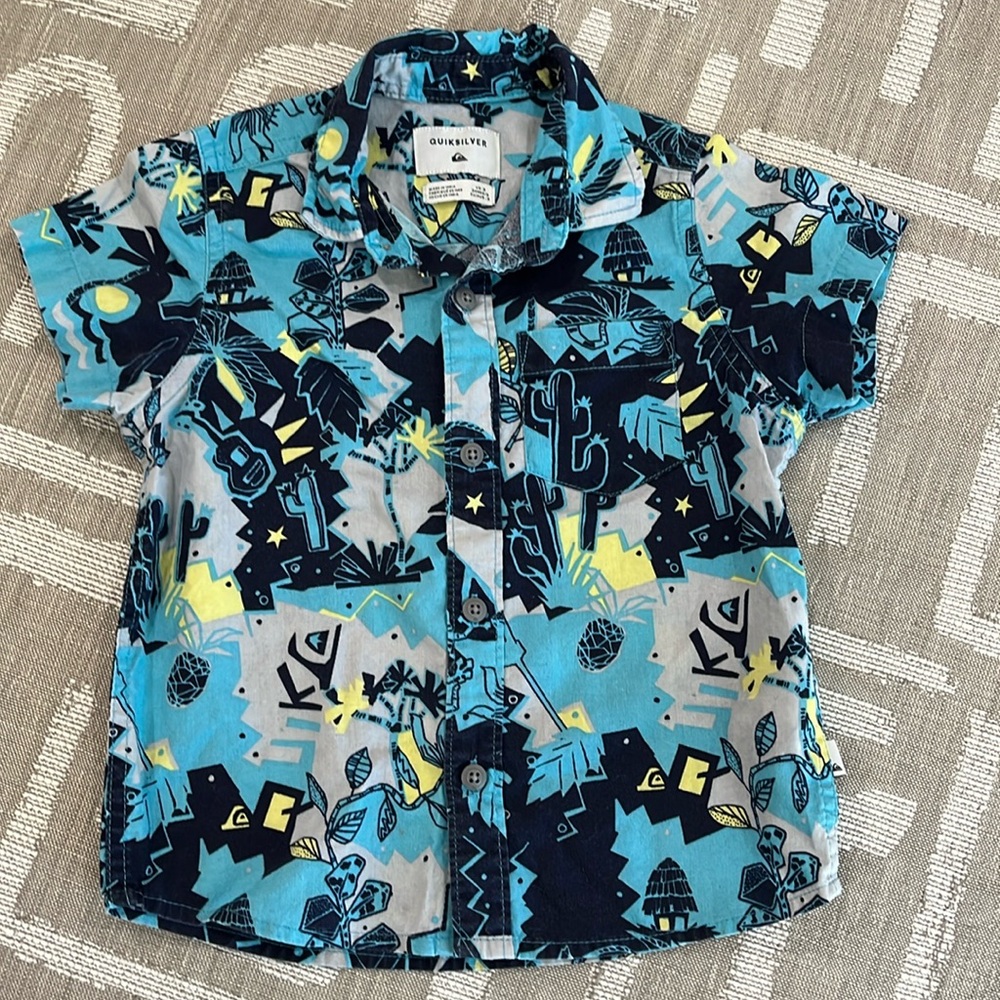 Toddler Boy Quicksilver Collar Button Down Shirt Sz 3